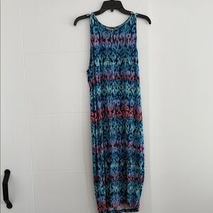 Tori Richard Vibrant Blue and Pink Maxi Dress